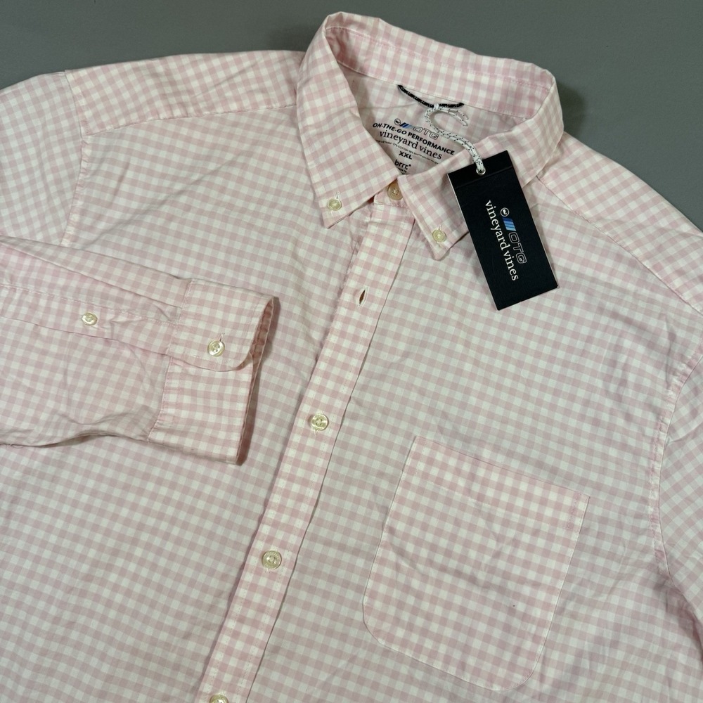 Vineyard Vines On The Go OTG Brrr Performance Shirt Mens XXL Pink Gingham NWT